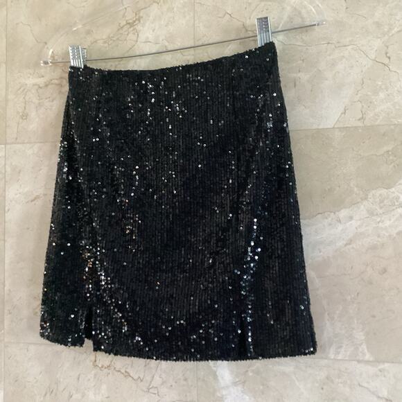 Whimsigoth Sequin Mini Skirt – Black Size 3 (XS) Y2K Holiday Party Sexy Witch - Picture 5 of 10